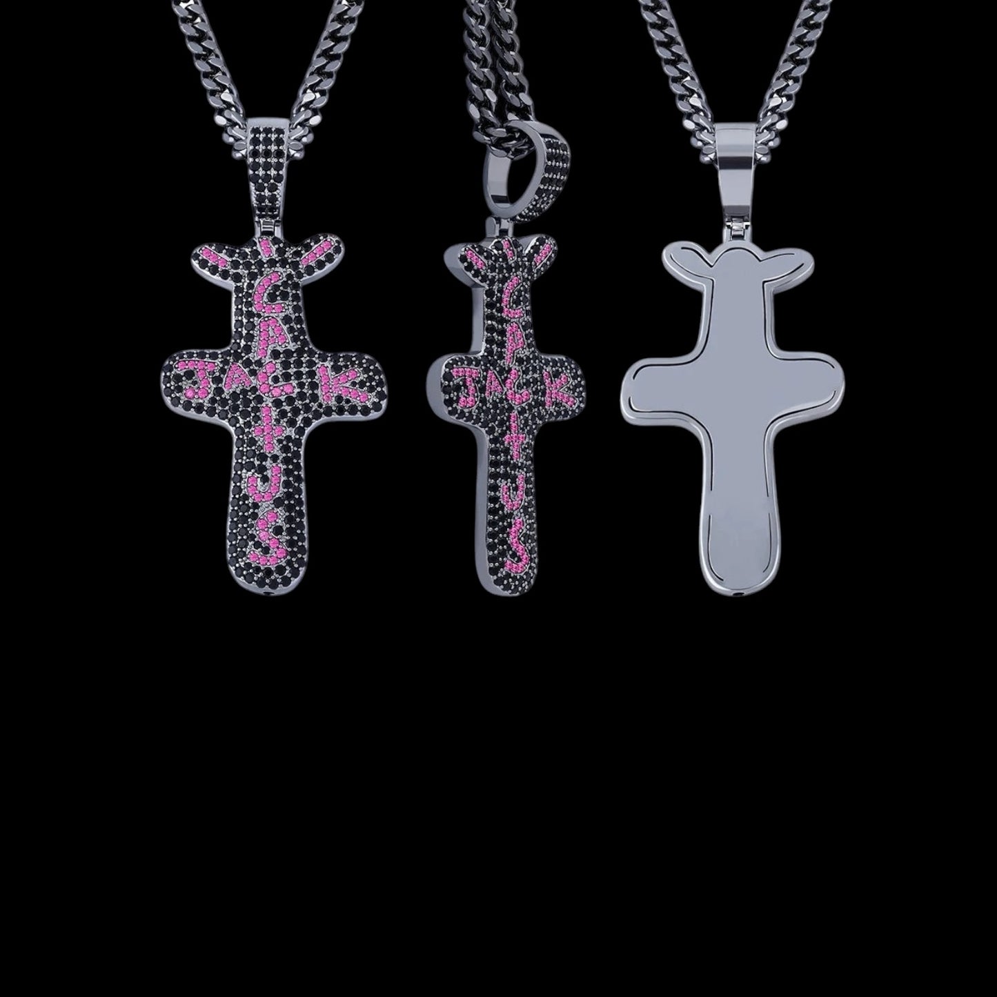 ICED CACTUS JACK BLACK CROSS CHAIN