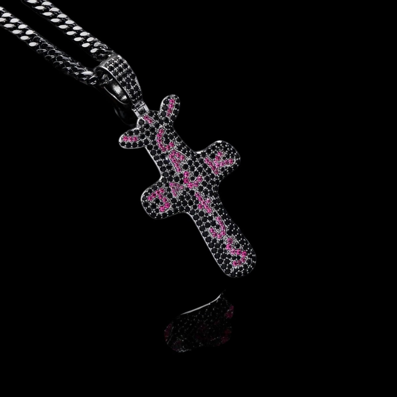 ICED CACTUS JACK BLACK CROSS CHAIN